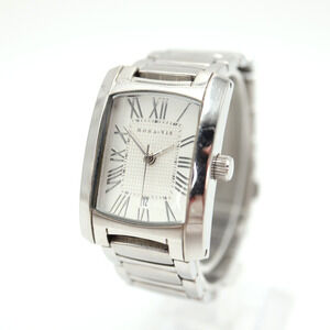 Mona Vie Womens Silver Tone Tank Watch 25mm Stainless Steel 5.5" Bracelet